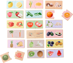 Montessori - Puzzle en bois de fruits et légumes - Jouets éducatifs