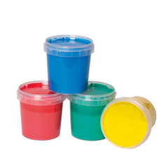Feuchtmann Klecksi Basic Mini Finger Paints pack features four stacked translucent plastic containers: red, blue, green, and