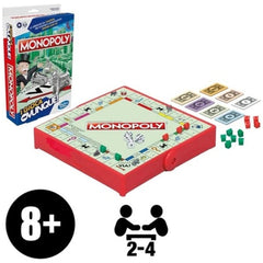 Monopoly Travel Italian Edition board game with wooden board, glossy plastic pieces on colored squares, and cardboard packagi