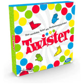 Hasbro Twister Game German Edition packaging features colorful circles, illustrations of hands and feet, and German text.