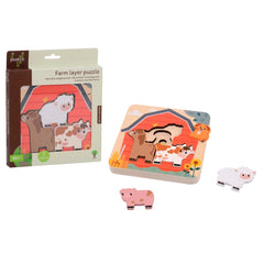 Johntoy - Puzzle en couches en bois de la ferme - Puzzles