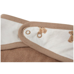 Jollein bib bandana teddy bear toys in muted brown and white matte textile, featuring two distinct fabric components.