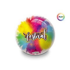 Mondo Festival Bio Ball 23 cm features a glossy surface with vibrant colors and the word "FESTIVAL" prominently displayed.