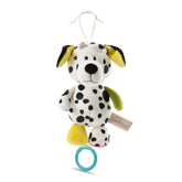 My First NICI musical box Dalmatian toy features black and white fur with yellow and black ears, paws, and feet.
