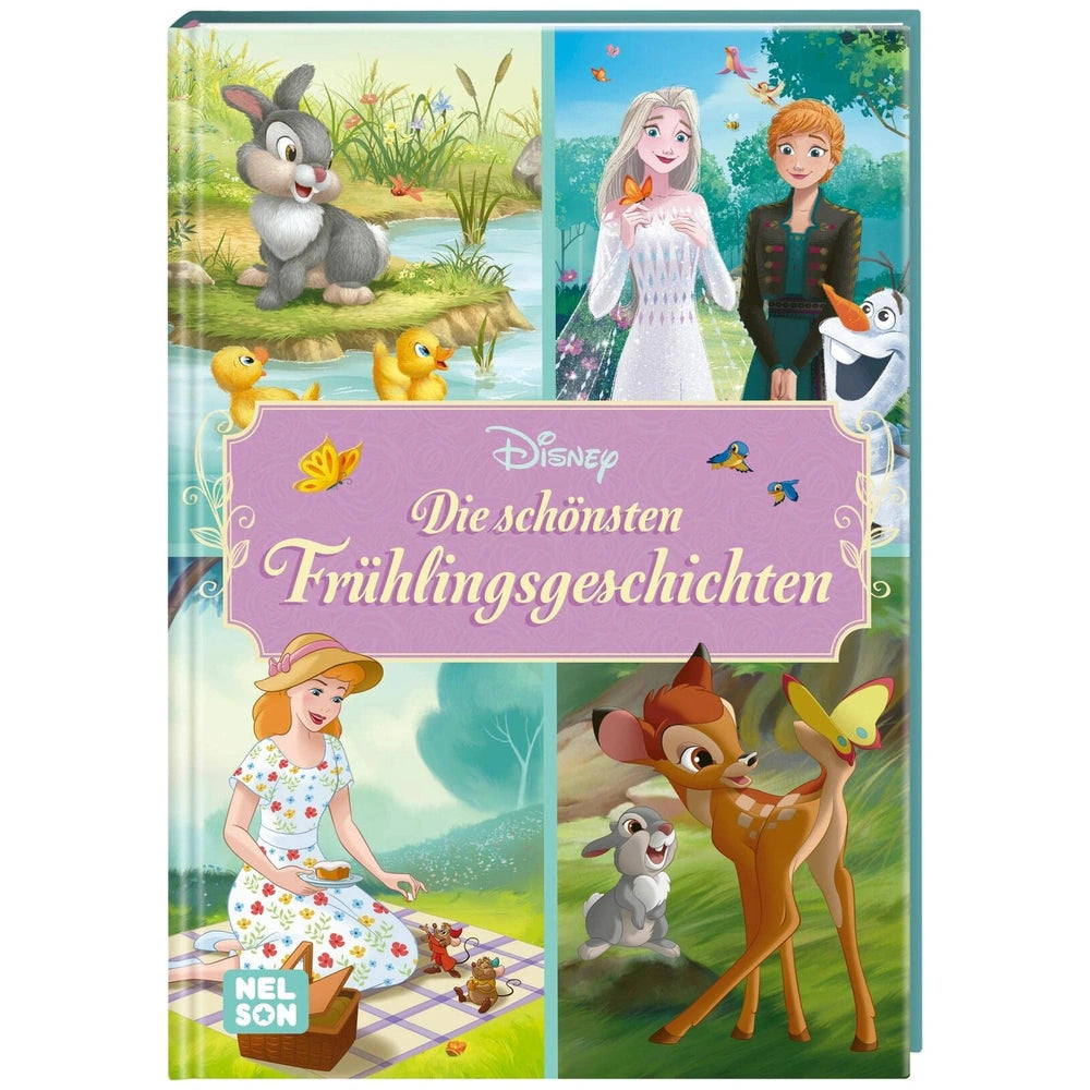 NELSEN Disney Springtime Stories Book packaging features animated characters, glossy material, and colorful text on a light b
