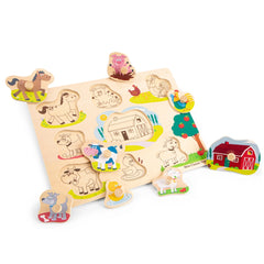 New Classic Toys - Puzzle à chevilles - 8 pièces - Ferme - Jouets d'activité pour bébés