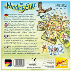 Noris Windes Eule board game cover featuring colorful illustrations of birds and nature-themed hexagonal game board.
