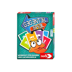 Noris Reverse-Word-Card-Game box featuring colorful cards and a surprised orange fish character, designed for children.