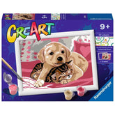 Ravensburger - Creart Chiens et Chats sur l'Oreiller - Peinture par Numéros - Loisirs Créatifs