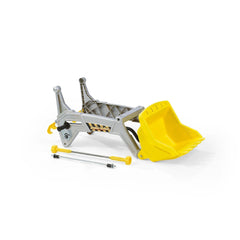 Rollyjunior Lader Bulldozer accessory featuring yellow and gray components, centered in a front view layout.