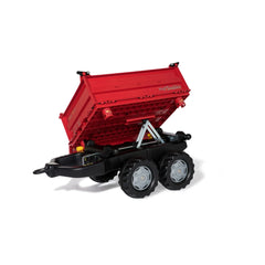 Rollymega red trailer features a textured body and smooth black frame, designed for mobility against a white background.