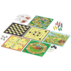 Schmidt Spiele's 150 game collection showcases vibrant board games for two players with colorful designs and various game pie