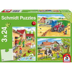 SCHMIDT SPIELE - À la ferme 3x24 pièces Puzzles pour enfants - Puzzles