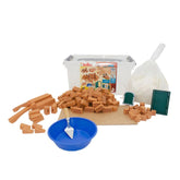 Teifoc creative box with 145 pieces includes building blocks, a bowl, a container, and a green door on a table.