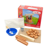 Teifoc well craft set in a red box featuring wooden pieces, plastic scoop, and measuring cup against a white background.