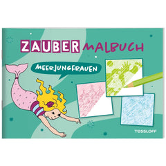 TESSLOFF Magic Coloring Book features a vibrant mermaid illustration surrounded by underwater elements and bold text.