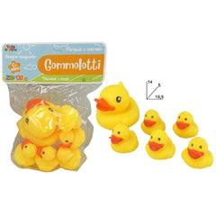 Gommolotti rubber ducks bath toy set in a clear package, featuring a row of yellow ducks with a label and playful graphics.