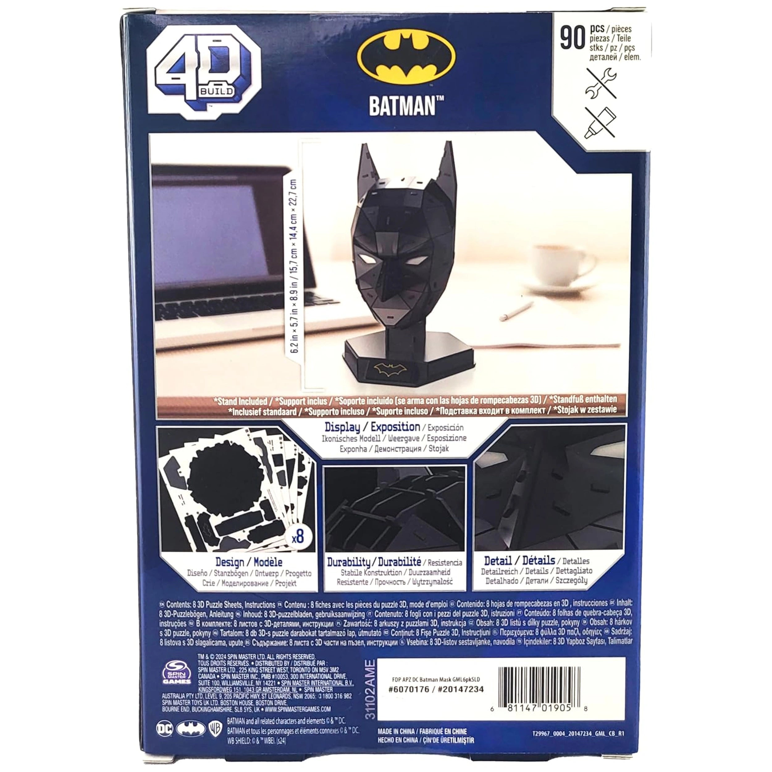 Kit de construction de modèle de puzzle 3D 4D Build DC Batman Masque 90 pièces