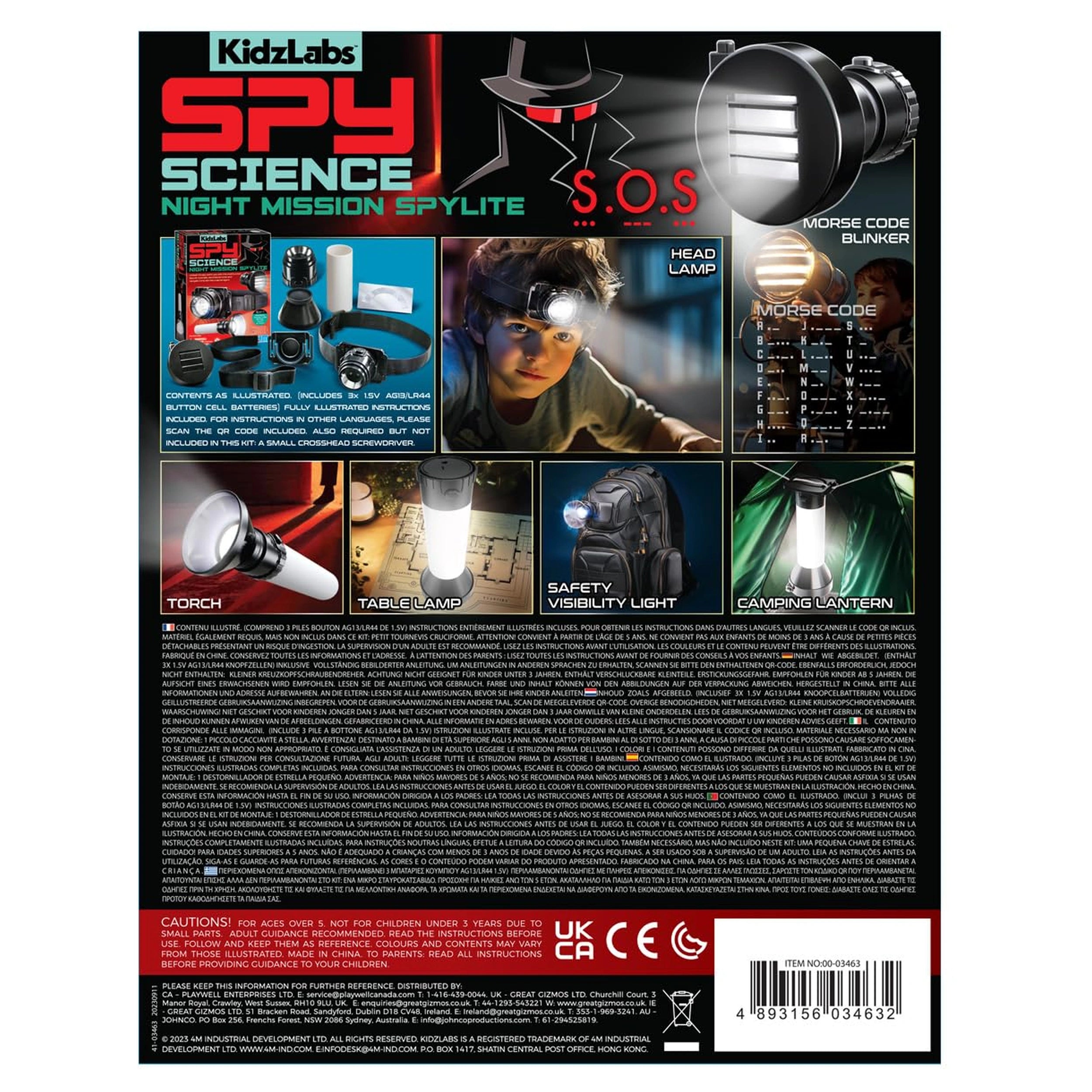 4M - KidzLabs Mission Nocturne de Spy Science Spylite - Ensembles de Jeux