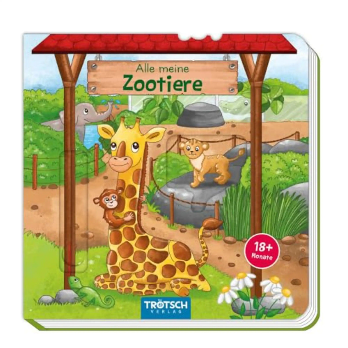TROTSCH - Livre interactif en carton sur les animaux du zoo en noir et blanc - Édition allemande