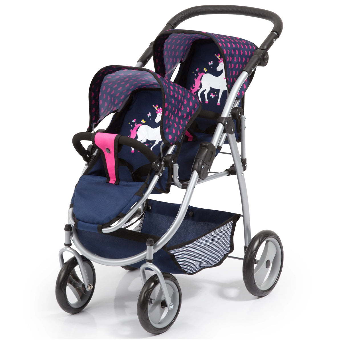 BAYER DESIGN - Twin Pram Unicorn Blue Pink - Dolls Playsets Toy Figures