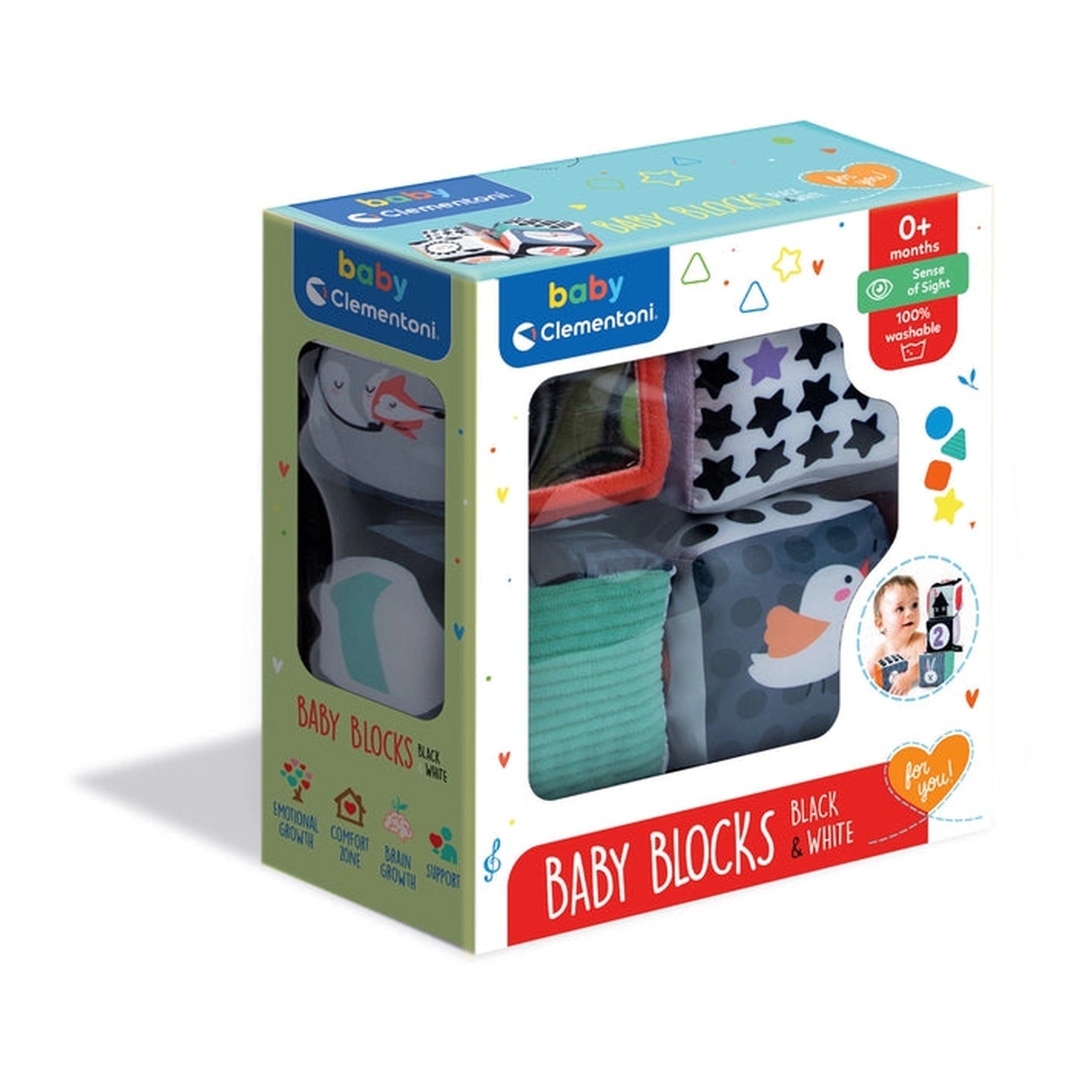 Cubes d'activité doux noir et blanc Baby Clementoni - Jouets d'activité pour bébé