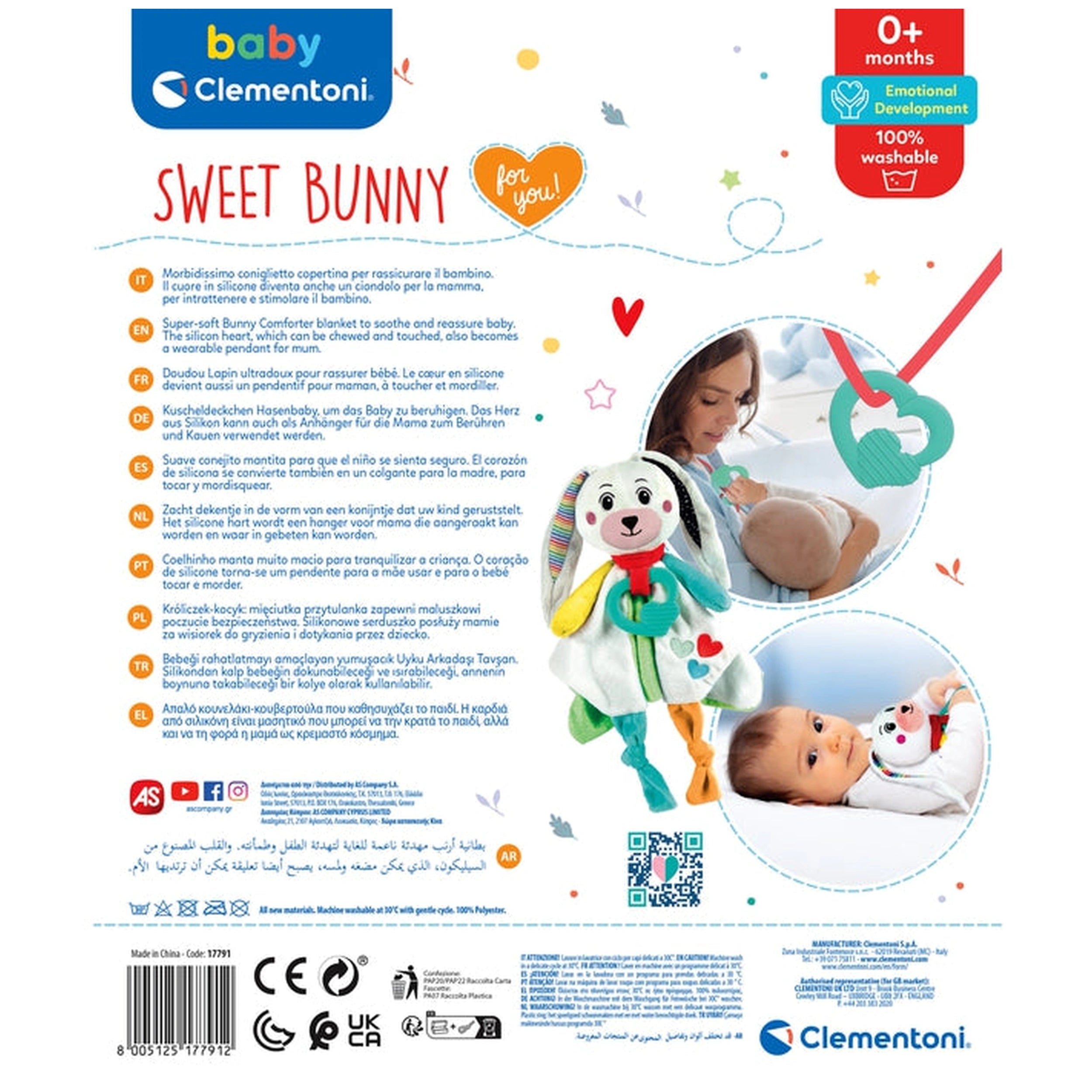 Baby Clementoni - Doudou Lapin Doux Peluche