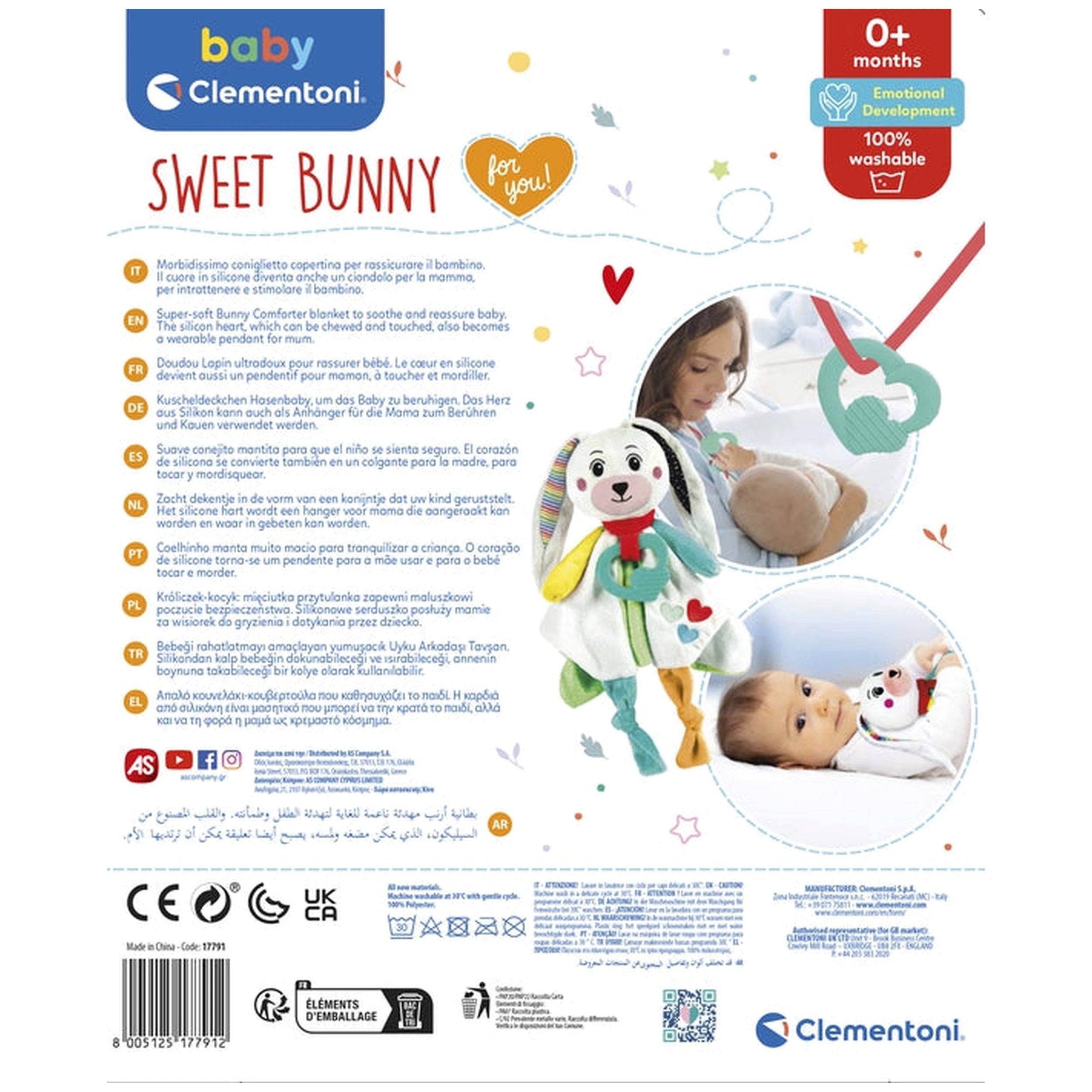 Baby Clementoni - Doudou Lapin Doux Peluche