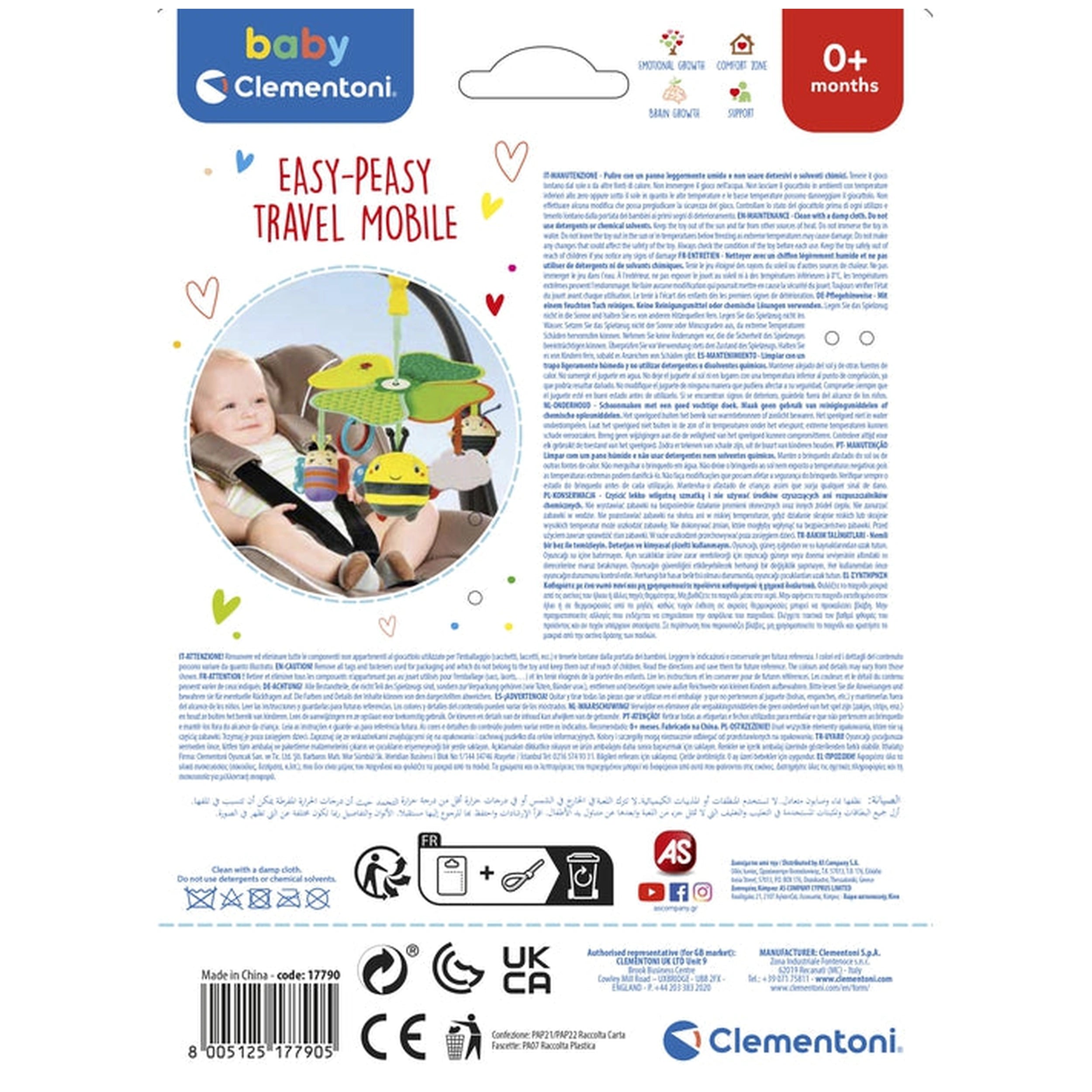 Baby Clementoni - Easy-Peasy Travel Mobile Baby Activity Toys