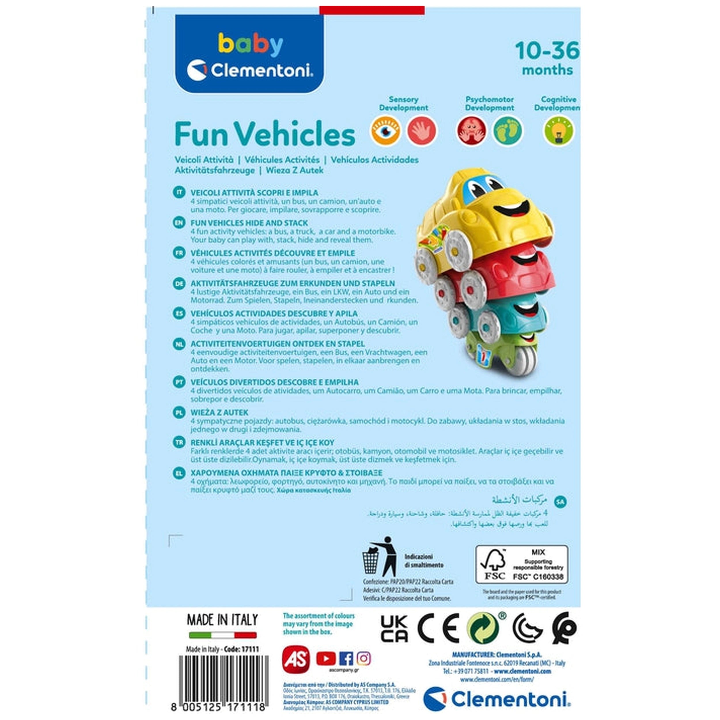 Baby Clementoni - Fun Vehicles Sorting & Stacking Toys