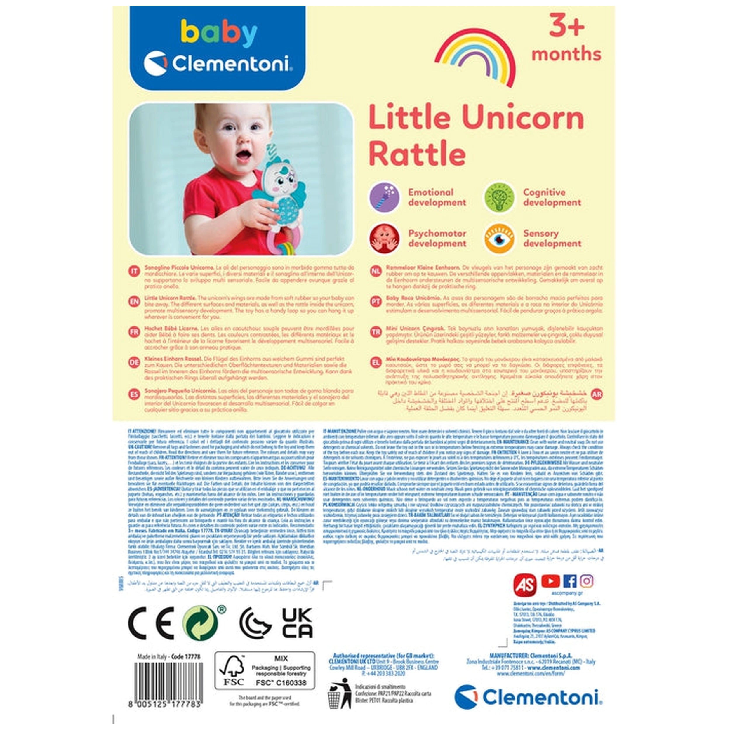 Baby Clementoni - Petit hochet licorne