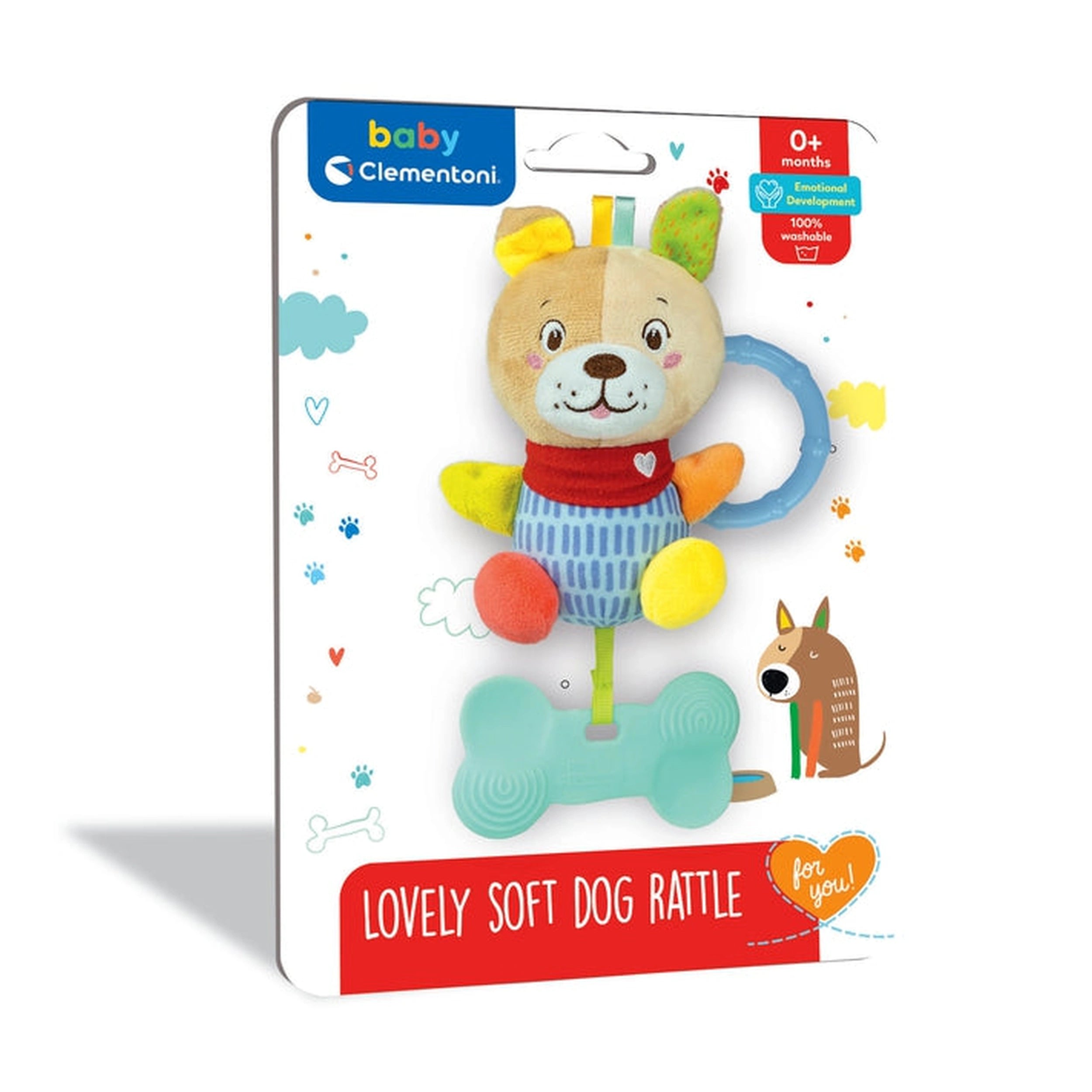 Baby Clementoni - Joli hochet en peluche chien