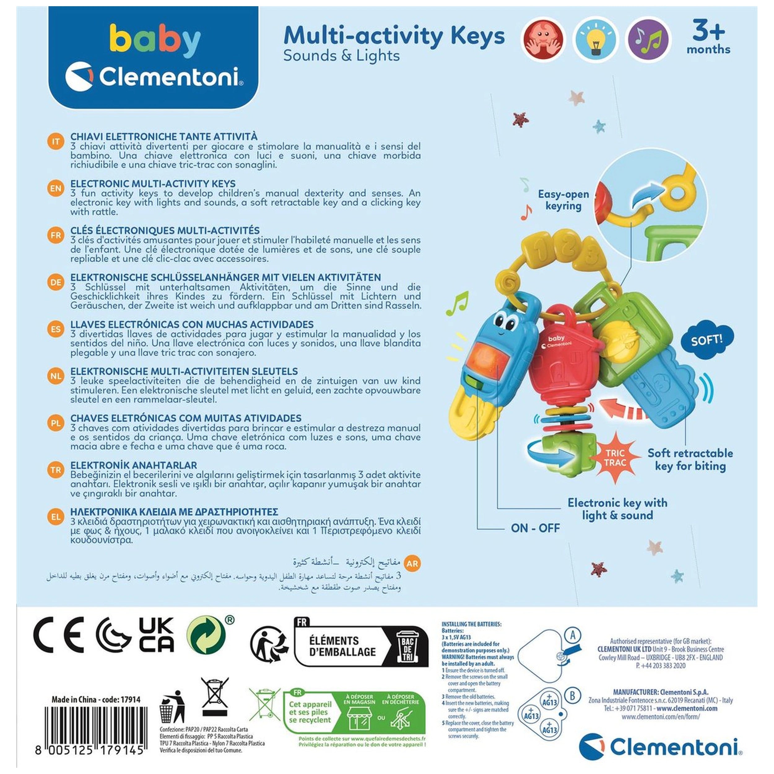 Baby Clementoni - Multi Activity Keys Sound And Lights Baby Activity Toys