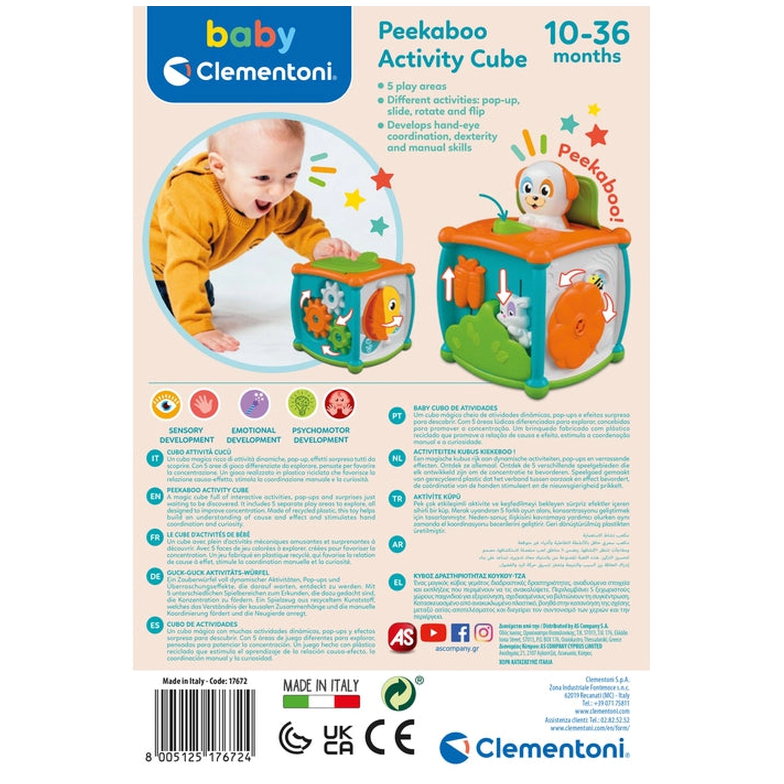 Clementoni Bébé - Cube d'Activités Peekaboo Jouets d'Activité pour Bébé