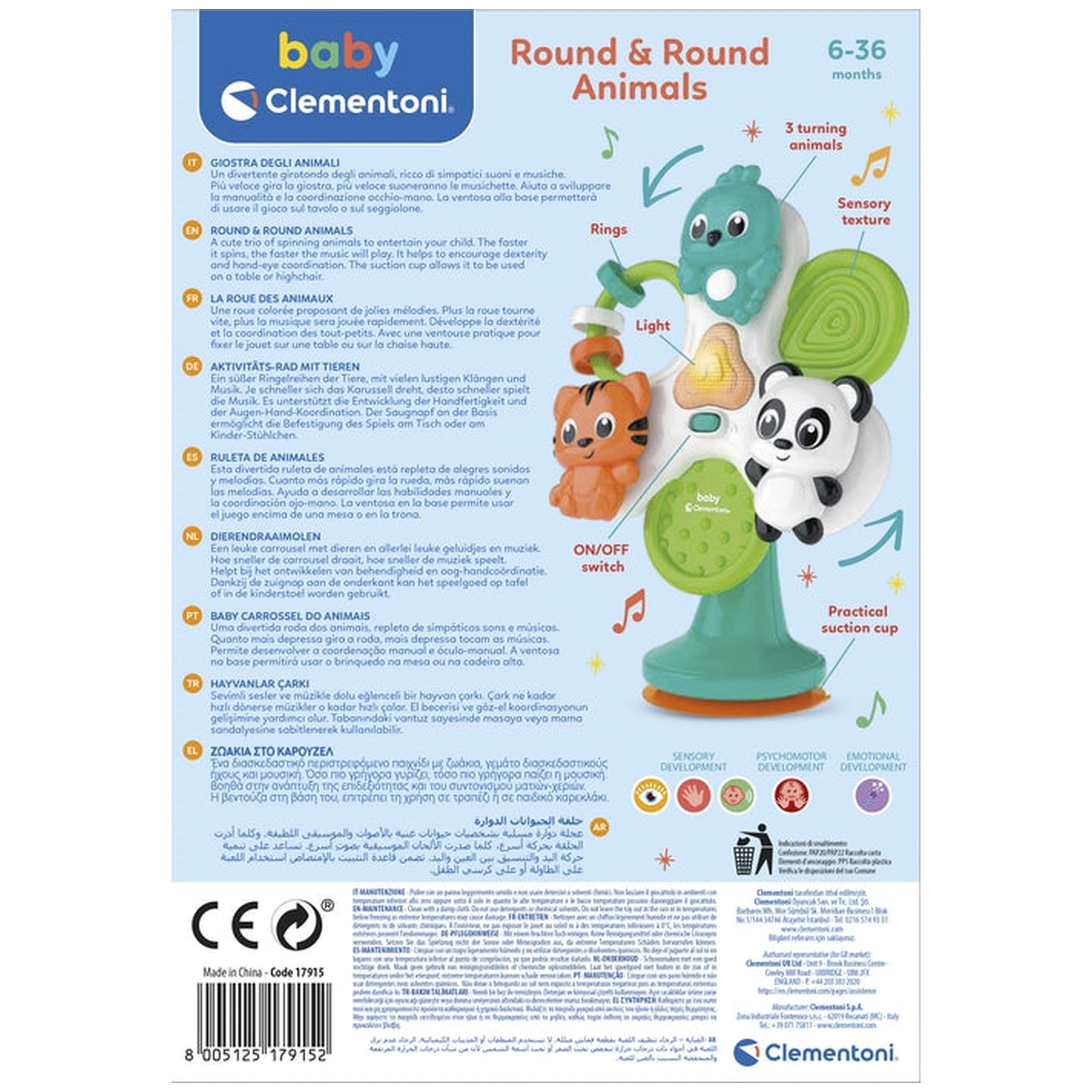 Baby Clementoni - Round & Round Animals Baby Activity Toys
