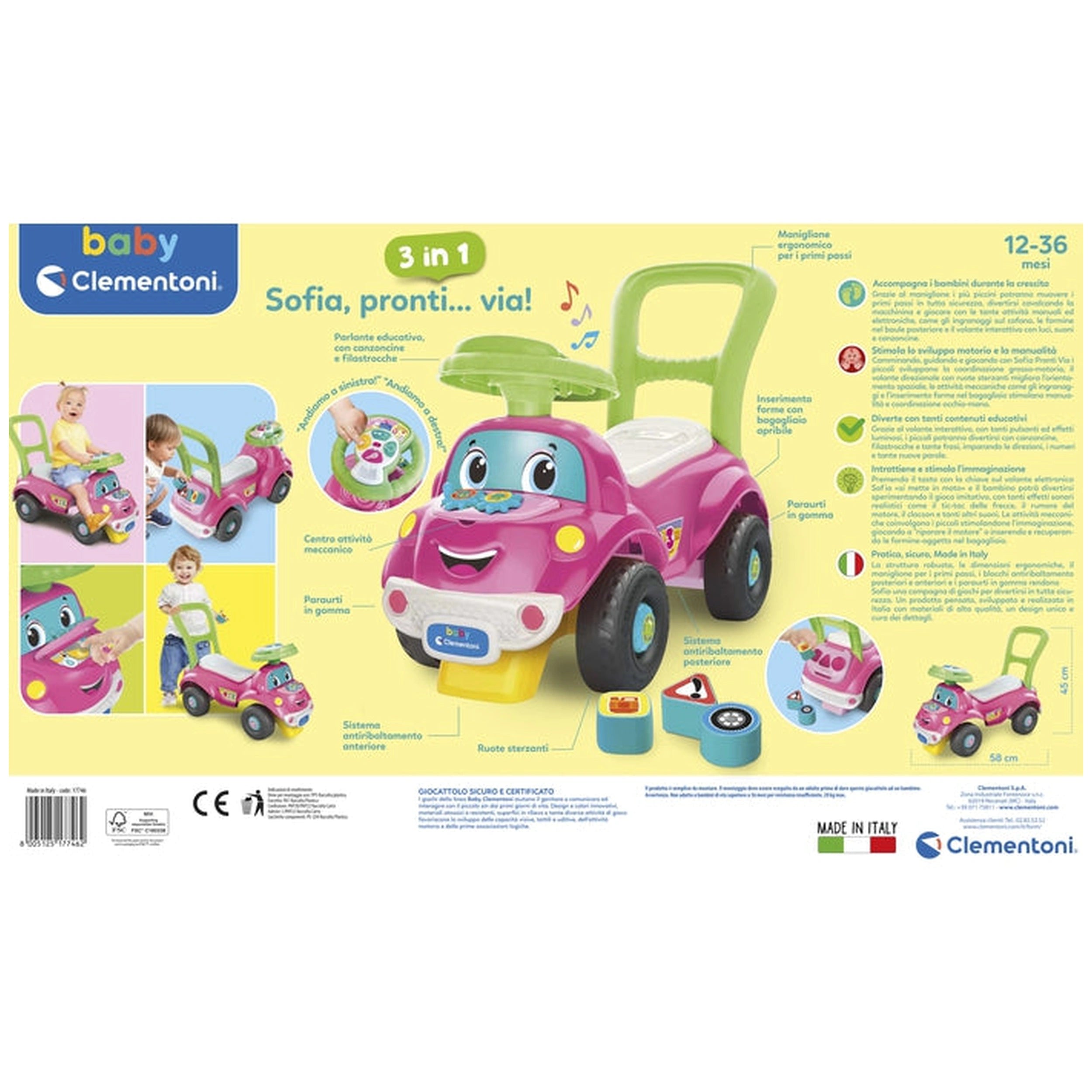 Baby Clementoni - Sofia Pronti Via 3 En 1 Jouets à Cheval - Édition Italienne