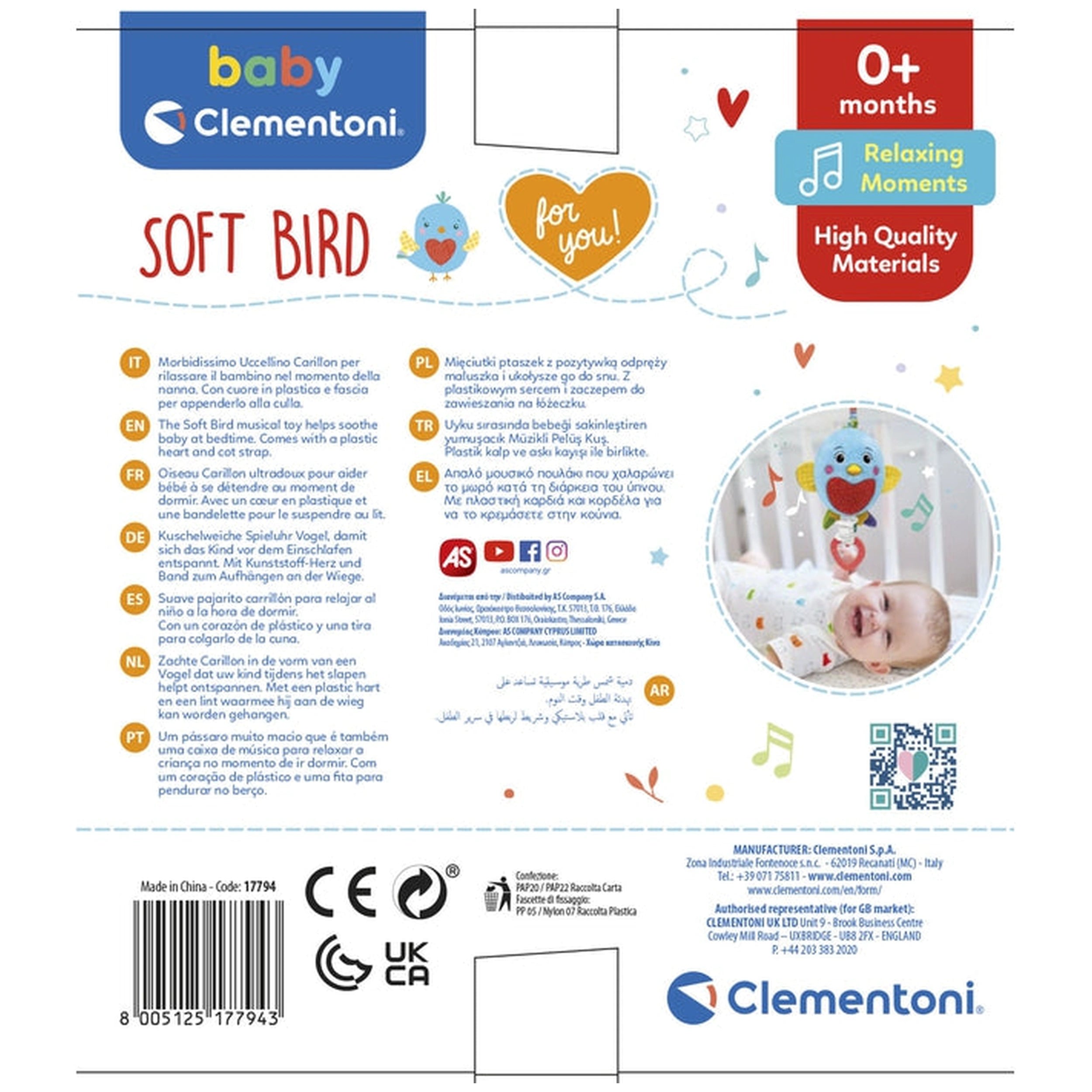 Baby Clementoni - Oiseaux en Peluche Carillon Doux
