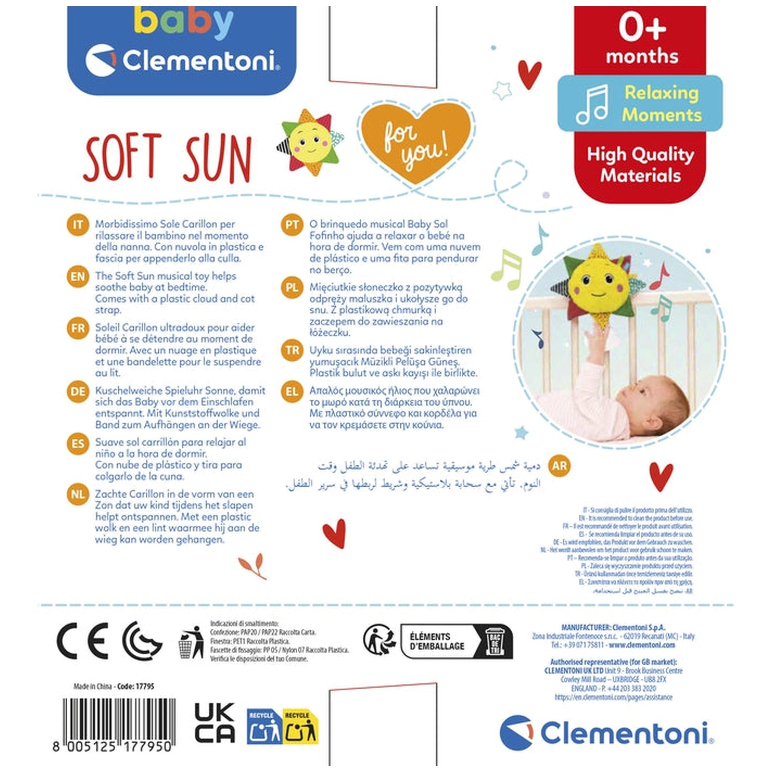 Baby Clementoni - Animaux en peluche Carillon Doux Soleil