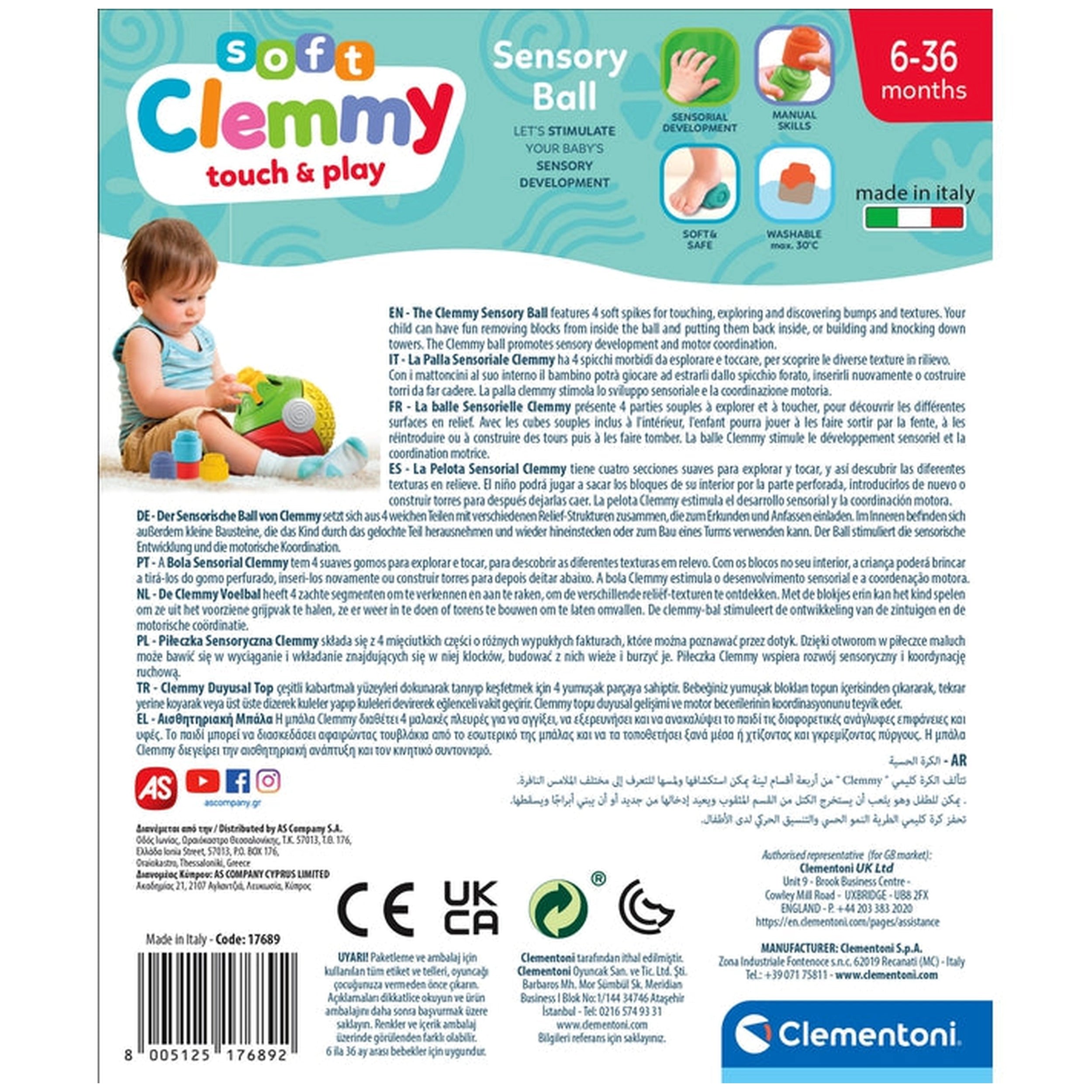 Balle sensorielle Touch Roll And Play de Baby Clementoni - Jouets d'activité pour bébé