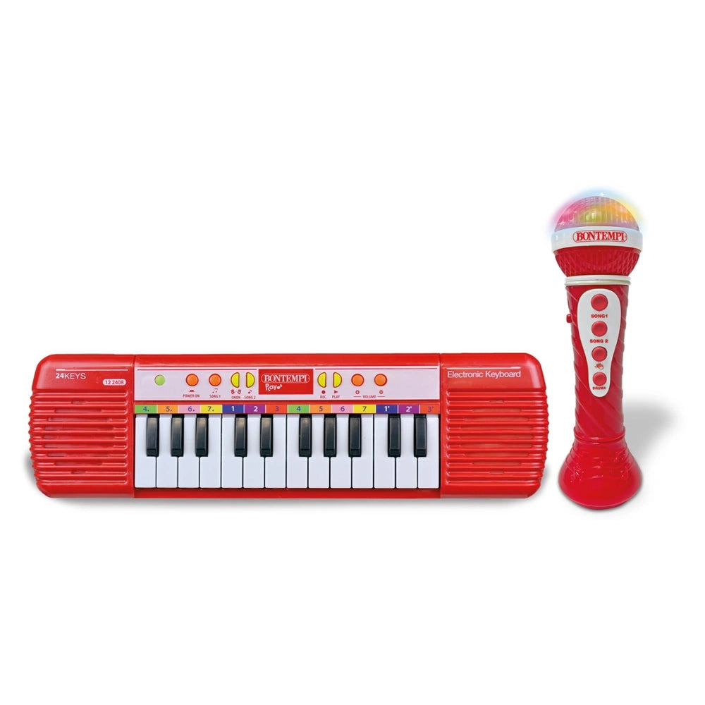 Bontempi - ensemble de clavier électronique 24 touches et microphone - Instruments de musique éducatifs - 3+ ans