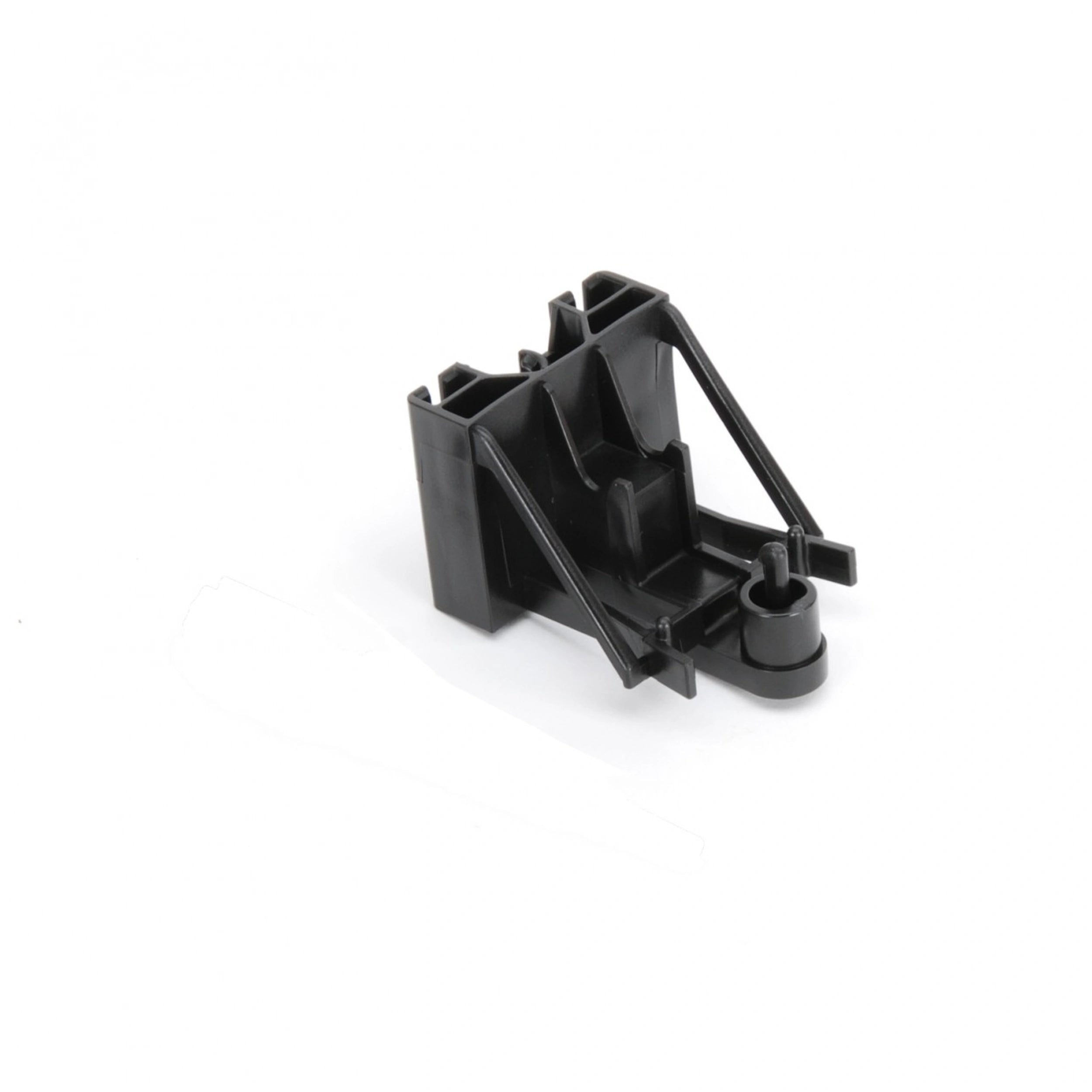 Black drawbar coupling for Bruder Series 3000 and 4000 toy tractors, featuring a durable, angular plastic design.