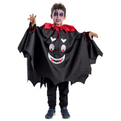 Carnival Toys - Black Taffeta Cape With Red Collar And Funny Dracula Print For Kids 65 Cm - Pretend Professions And Role Playing