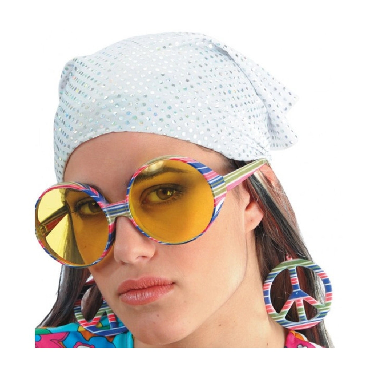 Carnival Toys - Fun Hippie Glasses With Colorful Earrings For Creative Role Play - Pretend Professions And Role Playing