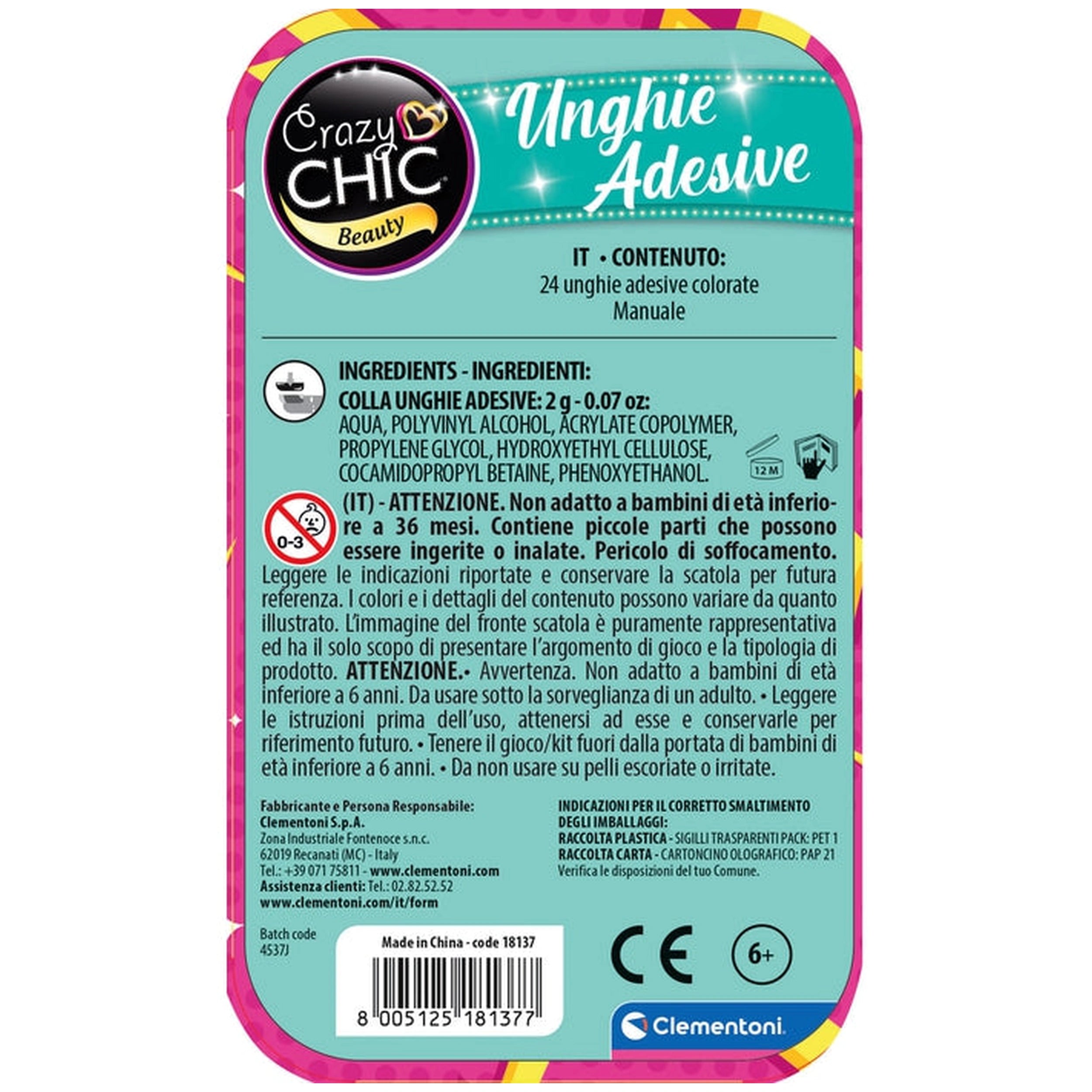 Clementoni - Crazy Chic Ongles Autocollants POP - Maquillage