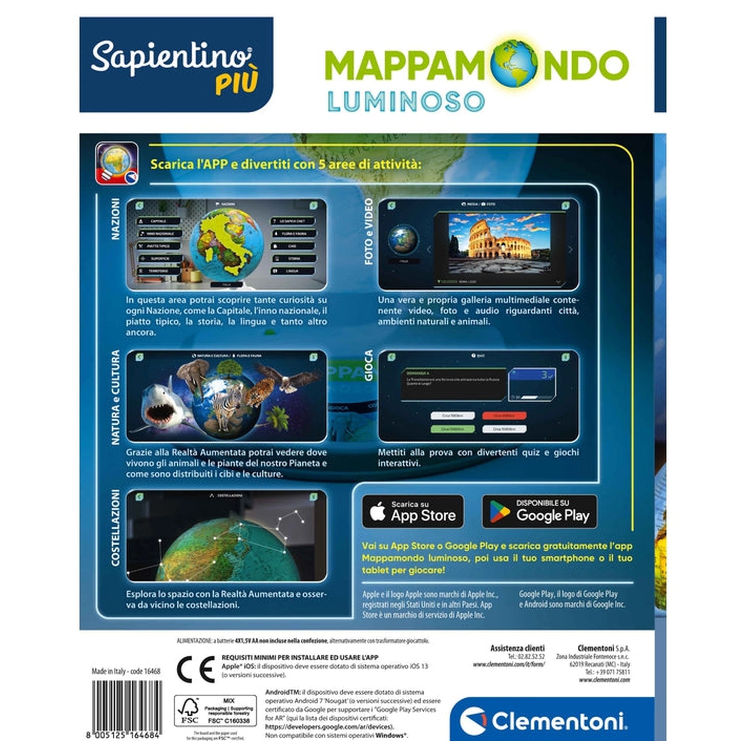 Clementoni - Mappamondo Luminoso Educational Toys - Italian Edition