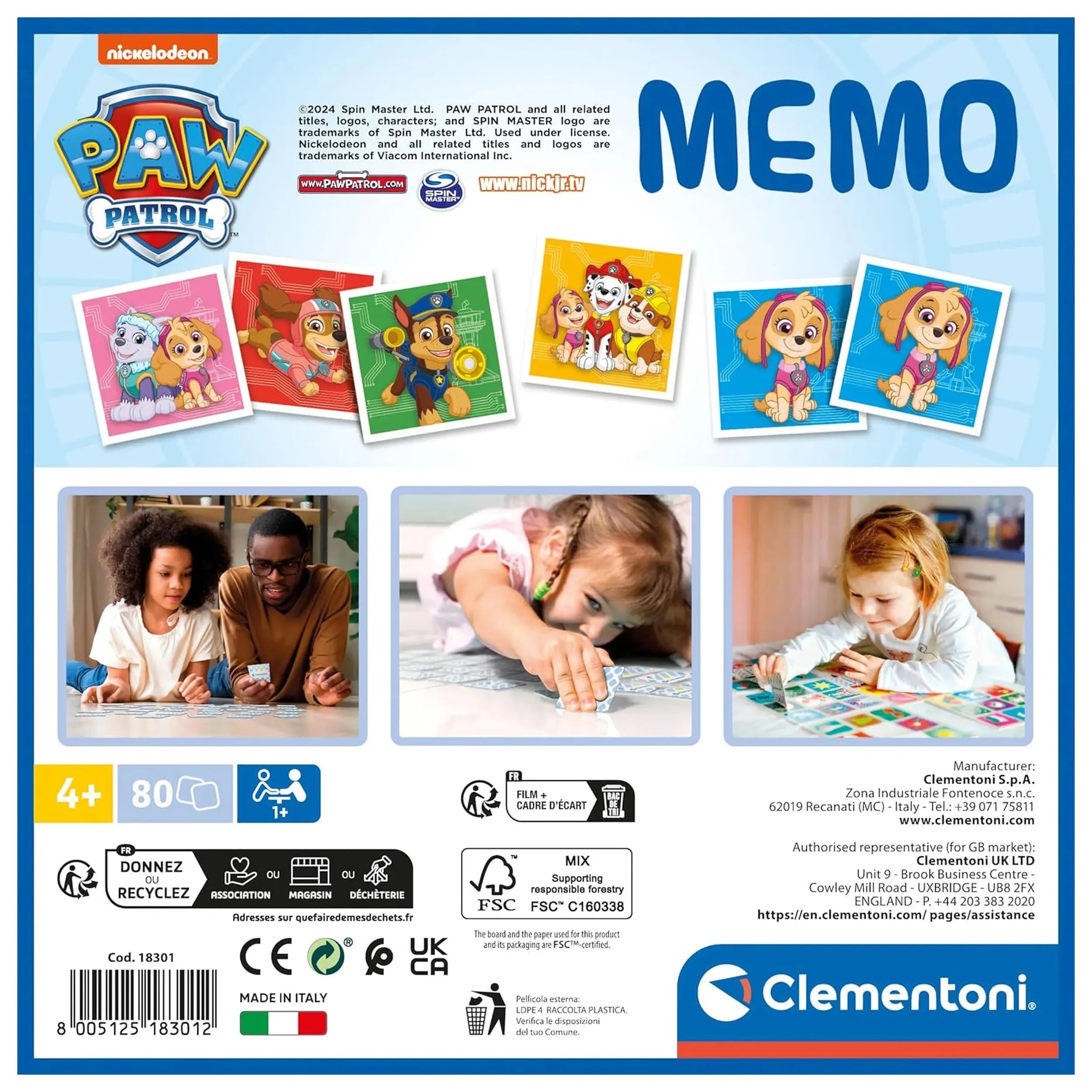 Clementoni - Paw Patrol Memory Board Games
