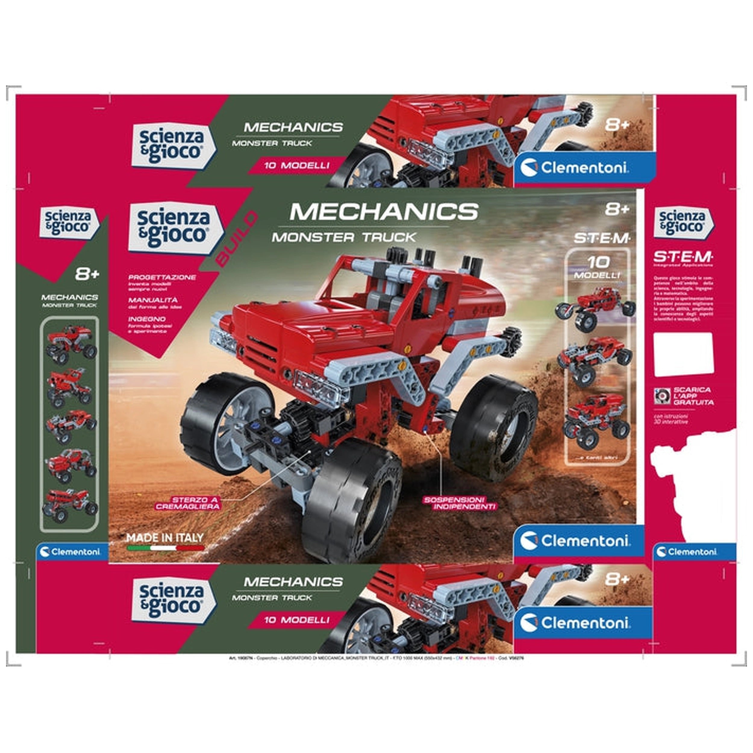 Clementoni Scienza E Gioco Build - Mécanique Construisez 10 Modèles - Ensemble de Construction Monster Truck