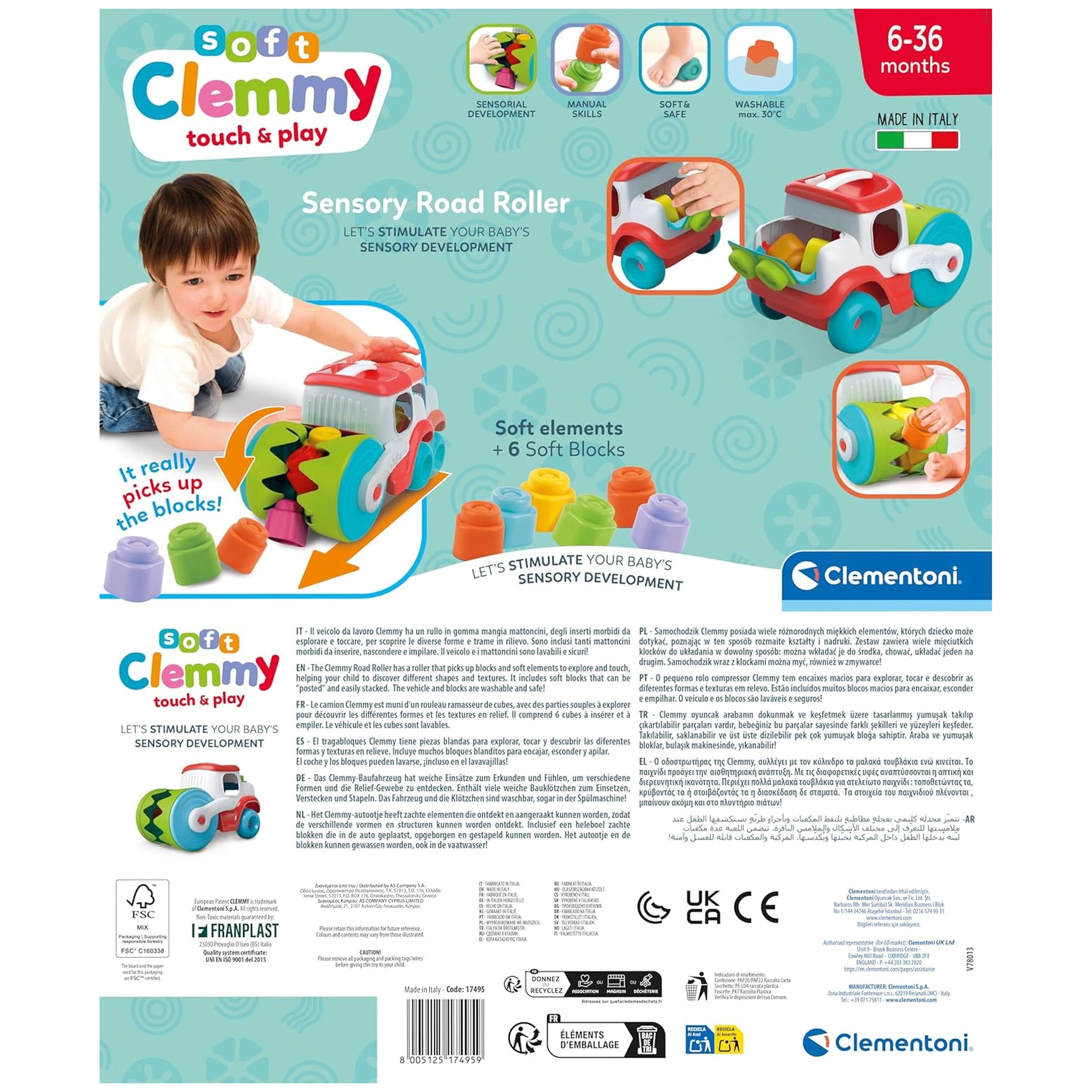 Clementoni - Soft-Clemmy-Touch-and-Play-Roller-Sensoriel-Bébé-Jouets-Activités