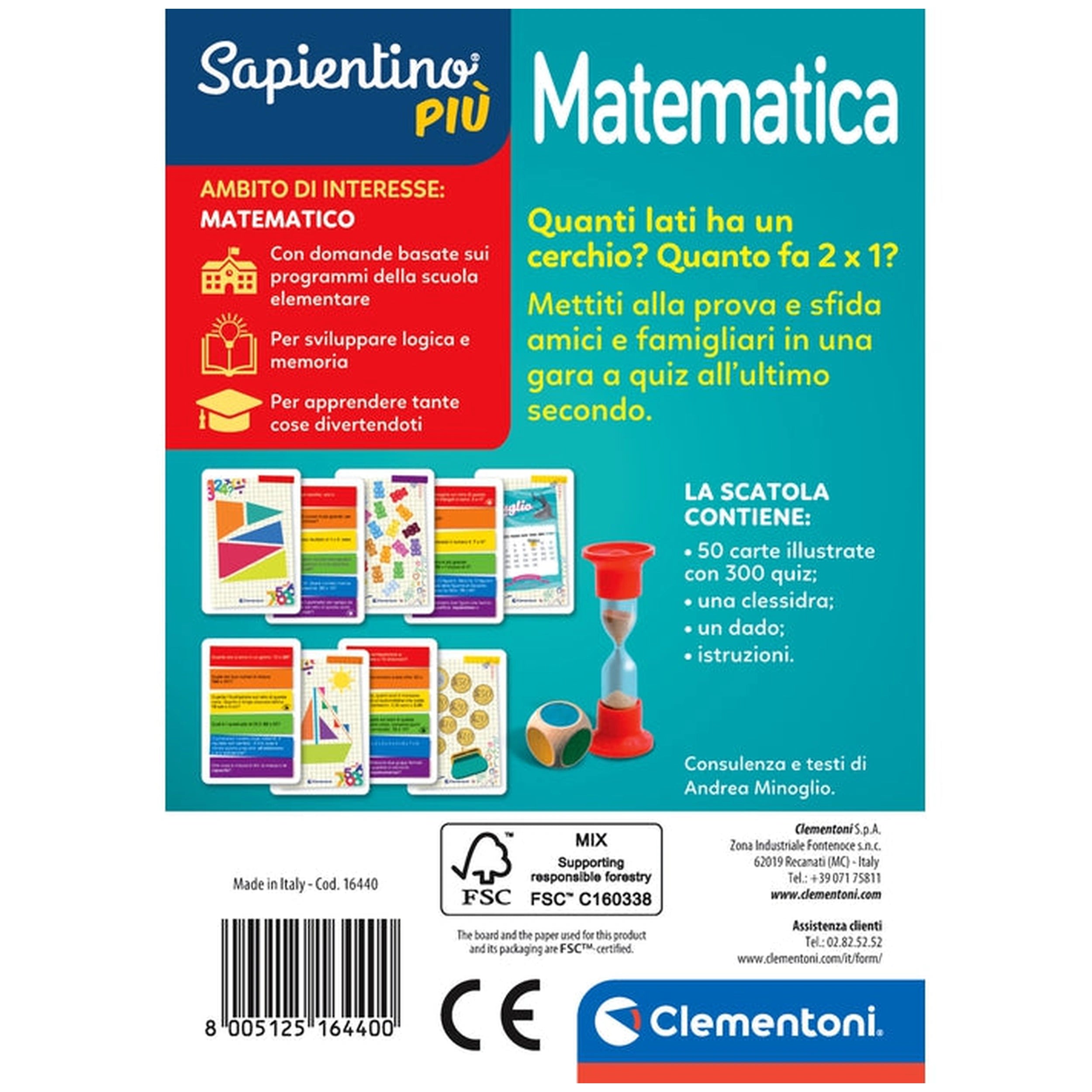 Clementoni - Testa A Testa Jeux de Cartes Mathématiques - Édition Italienne