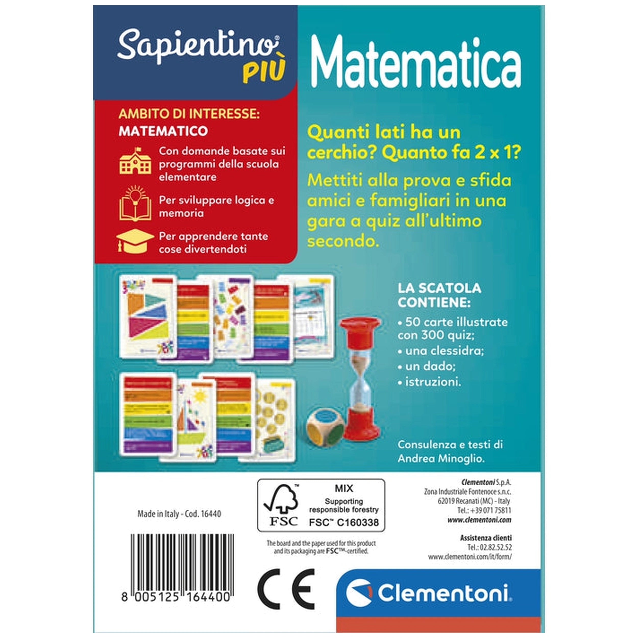 Clementoni - Testa A Testa Jeux de Cartes Mathématiques - Édition Italienne
